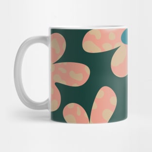 Cute Retro Daisy Floral Pink Green Pattern Mug